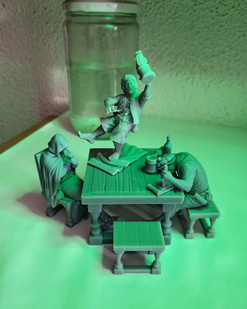 Diorama 3D de taberna medieval impreso en resina con gran detalle. Escenografía para partidas de juegos de rol (RPG) y miniaturas.