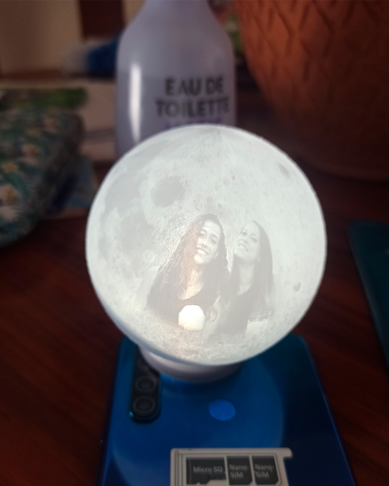 Lámpara de noche de esfera lunar impresa en 3D con foto personalizada, el regalo perfecto para aniversario o cumpleaños.